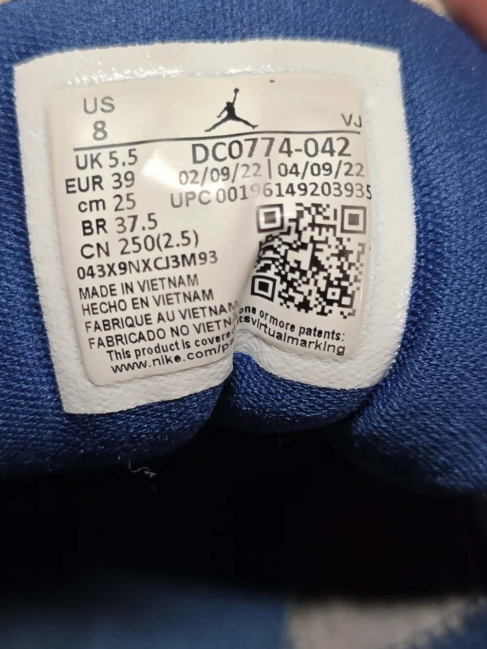 Size 8 - Air Jordan 1 Low French Blue W Gray